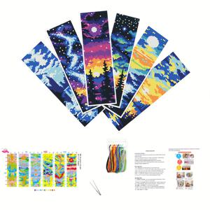 TEMU 초보자를 위한 핫 DIY 크로스 스티치 북마크 키트·선택할 수 있는 3가지 테마: 사계절/그림 스롤/판타지 여행/시간 풍경 · 초보자용 자수 세트 + 비디오 튜토리얼 포함·완전한 도구 및 실 포함·창의적인 선물 홈 공예