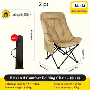 TEMU 2-4pcs 야외 접이식 의자, 넓고 두꺼운, 쿠션으로 휴대가 편리한 고등식 높은 등받이 달력 의자, 스테인레스 스틸 프레임, 휴대용 및 접이식, 캠핑, 낚시, 야외 바베큐 및 피크닉에 적합, 성인용 크기, 야외 전용|캠핑의자|좌식의자|접이식의자