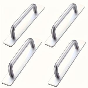 TEMU 4개 세트 무타공 접착식 알루미늄 합금 도어/캐비닛 서포터 핸들, 옷장/서랍 가구 하드웨어|방문손잡이