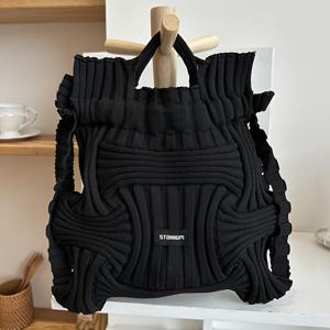 TEMU 여성용 핸드백 및 백팩, 조절 가능한 스트랩이 있는 브라운, 그레이, 그린, 핑크 옵션으로 휴가, 일상 레저, 여행, 카페, 차 시간에 적합한 스타일의 확장 가능한 플리츠 원단 단색 여성용 핸드백 및 백팩