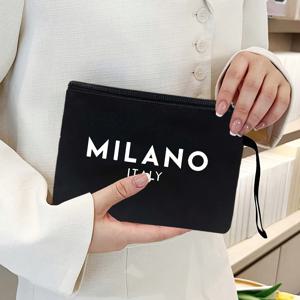 TEMU 밀라노 이탈리아 여성 지갑 - 세련된 폴리에스터 지퍼 클러치, 대용량, 휴대용 메이크업 가방, 다기능 및 재사용 가능, 여행, 비즈니스, 학교, 데이 및 어머니의 날 선물에 이상적
