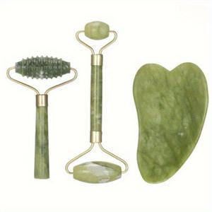 TEMU 자연적인 자드 비ュ티 3개 세트 - 얼굴 마사지 롤러, 눈 마사지기, 스크래핑 보드 - 피부 관리 휴식 키트, 이상적인 휴일 선물, 피부 관리 필수품|우아한 자드 액세서리|오일 프리 사용, 자드 롤러