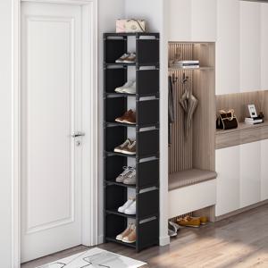 TEMU 8층 초박형 신발 선반 정리함, 금속 및 플라스틱, 먼지 방지 커버가 있는 독립형, 4-7 쌍의 신발 및 부츠를 위한 대용량 보관, 출입구, 옷장, 가정 및 기숙사 사용에 이상적, 실용적인 선반 단위, 신발 보관 정리함, 선반|신발정리대