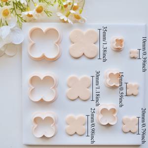 TEMU 네잎 꽃 모양 클레이 귀걸이 커터 세트, 다섯 잎 데이지 플라워 아웃라인 폴리머 클레이 커터, 펜던트 & 목걸이 제작용 플로럴 클레이 커팅 몰드, 클레이 몰드 6종 포함