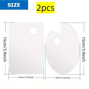 TEMU 2pcs 아크릴 페인트 팔레트, 손가락 홀, 오일, 물감, DIY 아트용 투명 비착성 트레이 - 용 쉽게 청소할 수 있는 플라스틱 페인팅 팔레트, 물감 페인팅 용품, 부드러운 표면 팔레트