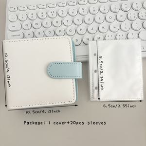 TEMU 미니 3인치 PU 마카론 카드 앨범, 20개의 더블 사이드 페이지 포함