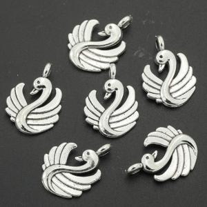 TEMU 20개 백조 펜던트 참 - 우아한 백조 목걸이, 팔찌, 귀걸이 DIY 주얼리 만들기용 - 빈티지 합금 백조 펜던트 오픈 루프 홀 포함, 체인용 - 결혼식, 기념일, 선물 - 내구성 있고 변색 방지 주얼리 부품, 꽃 디테일 참