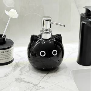 TEMU 매력적인 검은 고양이 세라믹 로션 병, 둥근 눈이 달려 있습니다 - 장식 및 기능이 모두 갖추어져 있습니다, 집 장식에 완벽하고, 좋은 휴일 선물 아이디어, 욕실 장식