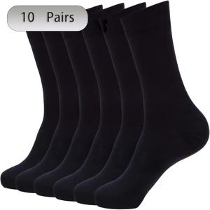 TEMU 남성용 여름 얇고 통기성이 좋은 긴 양말 10켤레, 폴리에스터 신축성 편안함, 부드러운 표면, 손세탁 또는 건조세탁, 캐주얼한 착용에 적합, 슈트에 이상적인 양말