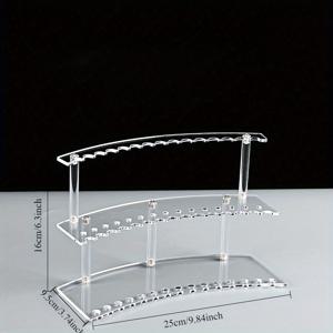 TEMU 1개 투명 플라스틱 펜 디스플레이 스탠드 - 볼펜, 연필, 마커용 30슬롯 이중층 정리대 - 내구성 있는 클리어 데스크 & 오피스 수납, 휴일 선물, 필기류 보관함, 작업 공간 조직화, 디자인, 견고한 구조, 문구 애호가를 위한