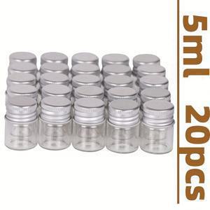 TEMU 5ml 알루미늄 스크류 캡이 있는 플라스틱 미니 병 - 향수, 에센셜 오일, DIY 공예 및 장식 구슬을 위한 누출 방지 샘플 병 - 가정, 사무실, 이동 중 사용을 위한 내구성 있는 휴대용 여행용 용기, 향수용 미니 병, 세련된 원통형 디자인, 투명한 용기