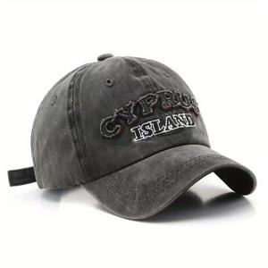 TEMU CYRPUS ISLAND 디자인의 AR 여성용 경량 조절 가능한 야구 모자 - 6가지 색상 (블랙/다크 블루/레드/브라운/그레이/화이트) 아웃도어 여행, 해변 휴가 및 캐주얼 봄/가을 착용, 스타일리시 헤드기어, 내구성 있는 머리장식