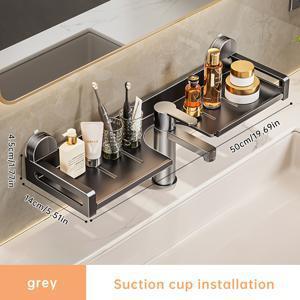 TEMU 1개 MUSURJOY 흡착 컵 마운트 싱크대 위 정리대 - 공간 절약형 욕실 & 주방 수납 선반, 내구성 있는 알루미늄 합금, 무드릴 벽부착, 방수 및 곰팽이 저항, 3.2 큐피트 용량, 모던 크롬 마감, 다용도 정리함, 세련된 디자인, 곰팽이 방지 소재, 디자인, 견고한 구조, 벽걸이 선반, 바쁜 가정을 위한 선반|화장실선반