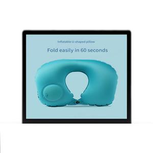 TEMU 자동 부풀림 목베개 - 원터치 인플레이션 버튼, 휴대용 여행 베개 (비행기, 캠핑, 차량, 집에서 사용 가능) - 펌프 필요 없음, 컴팩트 & 가벼운 디자인 - 긴 비행, 로드 트립, 야외 활동에 이상적인 동반자 - 터키스 블루, 에르고노믹 쉐입, 내구성 있는 소재, 자주 여행하는 분들을 위한 항공편 편안함