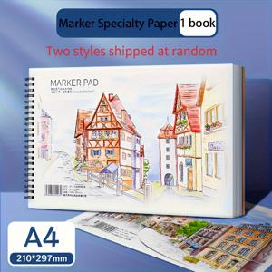 TEMU 두꺼운 A3/A4 스파이럴 바인딩 아트 스케치북 - 컬러 연필 & 마커용 고품질 드로잉 종이, 도시 풍경 예시, 라벨링 북 및 페인팅 프로젝트에 적합 - 미술 학생 및 애호가를 위한 이상적인 드로잉 스케치북, 전문가용 매끄러운 표면, 창의적 작업