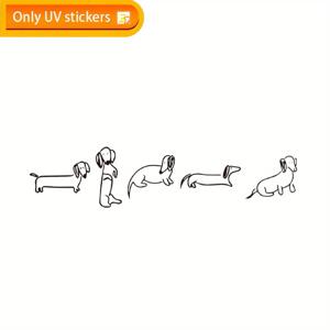 TEMU 8개 카툰 닥스훈트 액션 포즈 UV 전사 스티커 - 고품질 및 스크래치 방지, 자동차, , 노트북, 병, 휴대폰, 창문, 벽, 컵 등 다양한 매끄러운 표면용 자체 접착 데칼