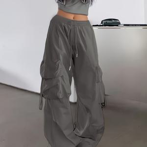 TEMU 여성 카고 바지 - 드로스트링 허리 & 커프스 밑단의 중성 트라우저, 일상복 & 포멀룩을 위한 올 시즌 작업복 바지 - 비침 없는 원단, 오피스룩, 기능성 의류|냉장고바지|바지|여름바지