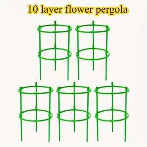 TEMU 60개입 10단 조절식 식물 지지대 - 보관 및 조립 디자인, 스택 가능 접이식 플라스틱 덩굴 지지대, 발코니·마당·화분용 꽃·잔디용 - 쉬운 설치