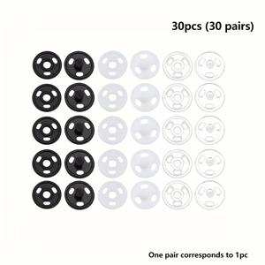 TEMU 30/60pcs 4mm 스냅 버튼 - BJD 인형 옷을 위한 미니어처 플라스틱 패스트너, 혼합 흰색/검은색/투명, 강력하고 내구성이 뛰어난 작은 스냅 버튼, DIY 공예 및 수선 프로젝트에 적합