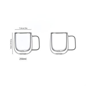 TEMU 2개/4개 투명 이중벽 유리컵, 250ml 고강도 보로실리케이트 - 가벼운 핸들형 머그컵 (커피, 우유, 주스용)