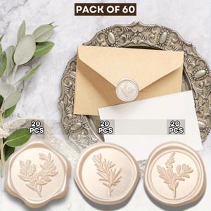 TEMU 60개 왁스 실 스티커 (3가지 디자인) 웨딩 초대장 액세서리 봉투 실 스티커, 생일, 선물, 크리스마스용 왁스 실|실링왁스