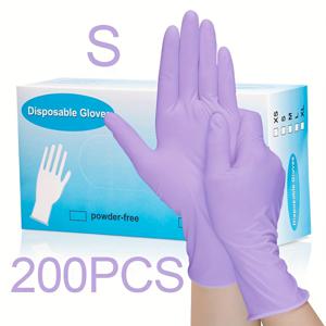 TEMU 50/200개, 투명 보라색 PVC 장갑, 라텍스 프리, 파우더 프리, 미끄럼 방지 손가락 끝, 클릭 가능한 휴대폰 사용 가능, 가벼운 무게 및 방수 기능, 일회용 장갑, 식품 취급, 가정 청소, 애완동물 목욕, 타투에 적합