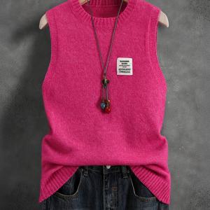 TEMU 여성용 민소매 조끼 - 레이어링 필수 탱크탑, 청바지 & 스커트 & 드레스에 어울리는 캐주얼 시크 블라우스 - 사계절 활용 가능한 핫핑크 컬러, 다재다능한 상의, 레트로 스타일, 내구성 있는 소재, 세련된 디자인, 패션 애호가에게 딱 맞는 루즈핏, 부드러운 원단, 트렌디한 여성복