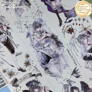 TEMU 저널 데칼링 테이프 - 포스트울 남성 캐릭터 아트, 매트 핏, 자체 접착, 6cm x 100cm, 내구성 있는 PET 소재, 라인 스티커, 저널 장식|예술 저널 테이프|자체 접착 테이프