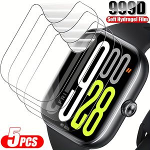 TEMU 5pcs 업그레이드 스마트 워치 하이디피니션 하이드로젤 필름, Redmi Watch 3/Watch 3 Active/Watch 4/Watch 5/Watch 5 Active와 호환 가능, 온라인에서 사용 가능, 중국에서 제조, 유명인사에 의해 홍보, 회원 전용, 풀 스크린 보호, 스크래치 방지, 매우 반응적인 터치, 완벽한 적합, 쉽게 적용 가능.