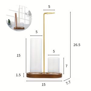 TEMU 8구 유리 향로 (메탈 와이어 홀더 포함) - 양면 사용 가능한 대나무 스타일 받침대, 전기 불필요, 실내/외 사용 가능한 창의적인 홈 데코, 야외 향기 솔루션, 우아한 디자인, 자연스러운 미학