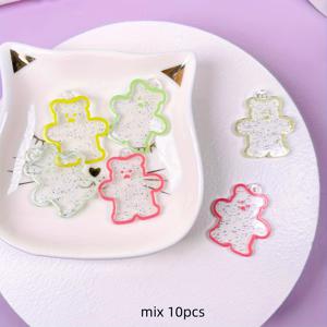 TEMU 믹스 10pcs 글리터 만화 곰 아크릴 DIY 키체인 장식 - 귀여운 동물 펜던트 장식으로 보석 만들기, 키링 액세서리, 키체인 액세서리| 재미있는 디자인| 아크릴 장식, 키체인 액세서리|키링부자재