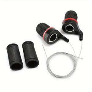 TEMU 블랙 MTB 자전거 기어 시프트 레버 - 레드 액센트가 있는 인체공학적 디자인, 내구성 강한 고무 그립, 산악자전거용, 설치 하드웨어 포함, 사이클링 액세서리, 슬림 핸들바 그립, 부드러운 마감, 오엠 스타일 빌드, 싱글 레버