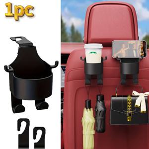 TEMU 차량 시트 헤드레스트 후크 내장 컵 홀더 포함 - 내구성 있는 PP 소재, 설치가 쉽고, 블랙, 식료품, 옷, 가방에 적합한 다기능 수납, 차량 시트 헤드레스트 후크 내장 컵 홀더 포함