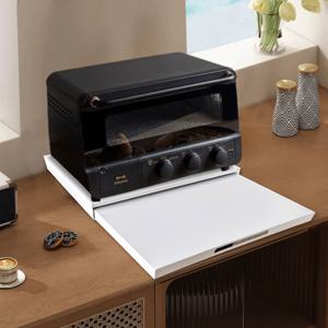 TEMU 헤비듀티 금속 주방 정리대 - 뽑이 서랍 포함, 공간 절약형 카운터탑 수납 선반, 조립 불필요, 쉽게 세척 가능한 표면 (전자레인지, 커피메이커, 냄비, 팬 보관용) - 캐비닛 내부 또는 카운터탑 사용 가능, 소형 주방에 이상적, 컴팩트 디자인, 내구성 강한 파우더코팅 마감, 녹 방지 기능, 홈 셰프를 위한 랙|전자레인지