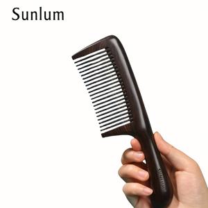 TEMU 선룸 천연 흑단 목재 빗 - 정전기 방지 미세 이빨, 두피 마사지 기능, 직모/웨이브/곱슬/컬리 헤어용 - 부드러운 탈수성, 내구성 강한 구조 - 홈 & 프로페셔널 살롱 사용에 적합 - 고급스러운 꽃무늬 손잡이, 고품질 나무