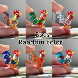TEMU 2개 수제 글라스 미니 수탉 조각 장식, 귀여운 미니 수탉 피규어, DIY 홈 데코에 완벽, 축제 및 테이블 장식, 파티 선물에 이상적인 선택