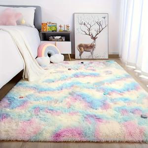 TEMU 생동감 넘치는 무지개 그라데이션 에어리어 매트 - 부드럽고 내구성 있는 폴리에스터, 쉬운 관리, 거실이나 침실용 직사각형 홈 데코, 거실용 러그