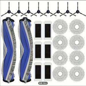 TEMU ECOVACS DEEBOT T30S/T30S PRO/T30 Omni/T30 PRO OMNI/T30S용 24개 진공청소기 액세서리 키트 – 메인 브러시 2개, 사이드 브러시 8개, HEPA 필터 6개, 모프 패드 8개 포함 – 고효율 액세서리 세트