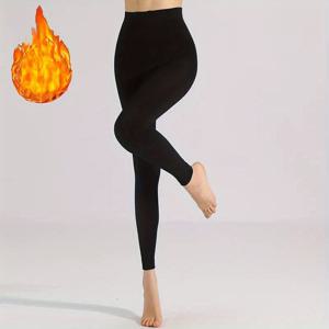 TEMU 여성용 하이웨이스트 보온 타이츠 - 극한 레그핏, 미끄럼 방지 그립, 겨울 따뜻함을 위한 보온 원단, 세탁기 사용 가능, 우아한 특수 라인 쉐이프웨어 레깅스 운동 및 캐주얼 착용용, 여성용 댄스 타이츠, 스타킹, 팬티스타킹