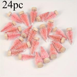 TEMU 24개 미니 크리스마스 트리 장식 - 현실적인 소나무 바늘, 휴일 파티용 접착식 테이블탑 장식, 홈 & 다이닝 테이블 공예, 전기 필요 없음, 크리스마스, 새해, 발렌타인데이, 크리스마스 장식, 축제 그린리, 자연스러운 외관, 내구성 있는 공예 재료, 파티 장식, 수제 느낌, 홈 데코레이터