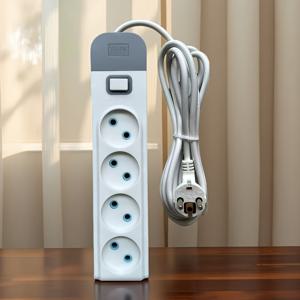 TEMU 홈 멀티포트 파워 스트립, 유럽형 소켓, 2m, 및 5m 케이블이 있는 4구 플러그|멀티탭