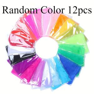 TEMU 12개 댄스 스카프 - 시폰 나일론 거즈 리본 스타일 플로잉 스카프, 버튼 엣지, 12가지 단색 (핑크, 블루, 그린, 옐로우, 레드, 터키즈, 퍼플, 오렌지, 화이트, 블랙, 브라운, 베이지)