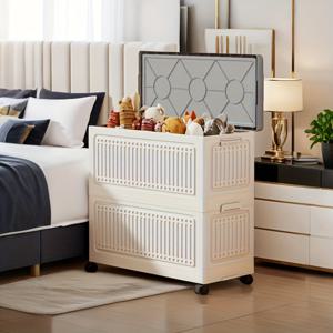 TEMU 버터크림 헤비듀티 롤링 스토리지 오거나이저 4개 플립탑 뚜껑 포함 - 이동식 체스트, 견고한 플라스틱 구조, 공간 절약 디자인 홈, 오피스, 놀이방, 침실, 거실용 - 장난감, 책, 옷, 전자기기 보관에 이상적 - 실내외 사용 가능한 이지롤 캐스터, 홈 정리, 슬림한 체스트, 매끄러운 마감, 다용도 컨테이너, 홈 오거나이저