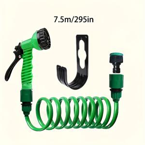 TEMU 5모드 스프레이 노즐이 있는 헤비듀티 비닐 정원 호스 - 2000cm/확장 코일 디자인, EVA 외부 층 & PE 구조, 야외용 미국 표준 스레드, 잔디 관리, 휴대용 보관 - 사계절 내구성 호스 DIY, 세차, 애완동물 목욕, 정원 유지보수, 튼튼한 커넥터, 강화 소재, 홈 가드너, DIY 애호가|물총