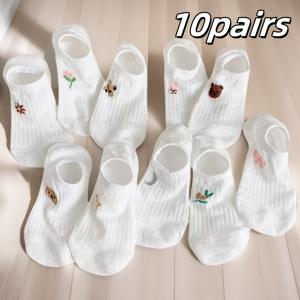 TEMU 귀여운 동물과 자연 패턴 양말 10/20켤레, 가볍고 통기성 좋은 부드러운 편안한 캐주얼 양말, 패션 스타일을 사랑하는 사람들을 위한 필수 아이템