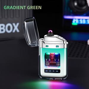 TEMU 5가지 컬러, 패셔너블 그라데이션 듀얼 아크 라이터, 펄스 라이터, 방풍 라이터, LED 전원 디스플레이, 무화염, 컴팩트 휴대용 라이터, USB 충전, 야외 캠핑, 피크닉, 여행, 아로마테라피, 생존, 비상용, 데이 선물, 생일 선물에 완벽