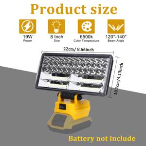 TEMU 데월트 20V 맥스 배터리 호환 무선 LED 작업등, 두 단계 조절 가능 플러드 라이트, 2개 USB 포트 및 140° 회전 헤드, 비상 및 현장용 LED 손전지 (배터리 미포함! (베어 툴만 포함))
