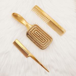 TEMU 스타일리시 골든 헤어 콤 세트 - 볼륨감과 부드러운 스타일링을 위한 플라스틱 벤트 디자인 헤어 마사지 빗