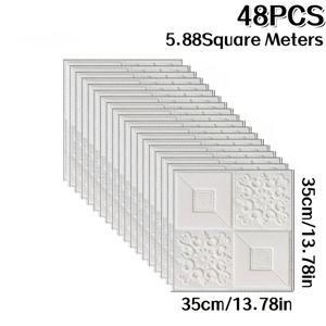 TEMU 48개 간단한 유럽 스타일 자체 접착 벽지, 침실, 거실, 사무실 천장 배경 벽 장식용, 방수 및 얼룩 방지, 쉬운 적용, 강력한 접착력, 잔여물 없음, 홈 벽 디자인, 자체 접착 벽 타일, 벽 타일 자체 접착, 벽 타일 스티커, 벽 타일 붙이기, 천장 타일, 석고 천장, 지붕용, 유니클, 스티커 구매용, 벽용 벽지, 붙이기 및|스티커