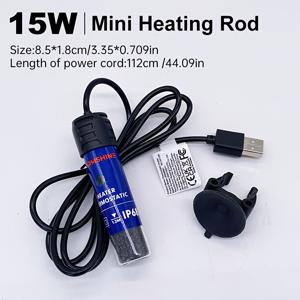 TEMU USB 전원 미니 수족관 히터, 자동 온도 조절 기능, 에너지 효율 높음, 저수위 디자인, 장기 물고기 탱크 가열용 내구성 유리 히팅 로드, 우아한 원통형 모양, 배터리 필요 없음, 수족관 히터, 배터리 없는 수족관/물고기 탱크 히터, 수족관 액세서리, 침수 히터, 수족관/물고기 탱크 워터 히터